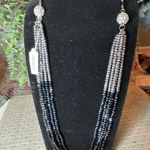 Elegant Vault Silver and Black Beaded Necklace